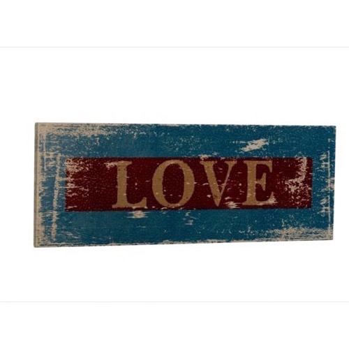 Træ skilt 35x13x1cm LOVE med gummioverflade