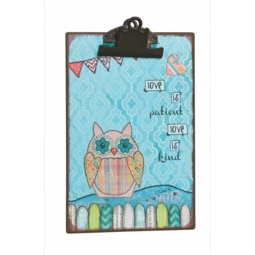Metal Clipboard Ugle: Love Is Patient 20x30x4cm - Se flere Metal skilte og Spejle