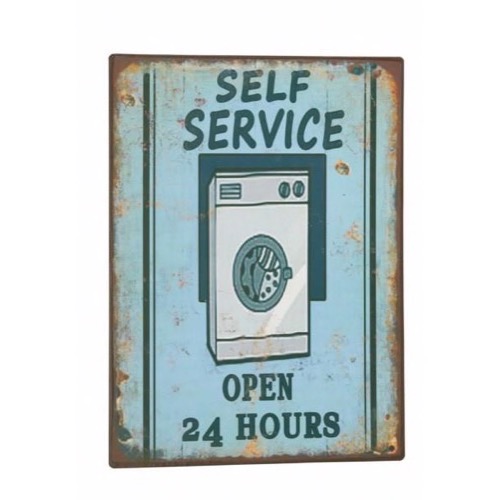 Metal skilt 26x35cm Self Service Open 24 Hours - Se flere Metal skilte
