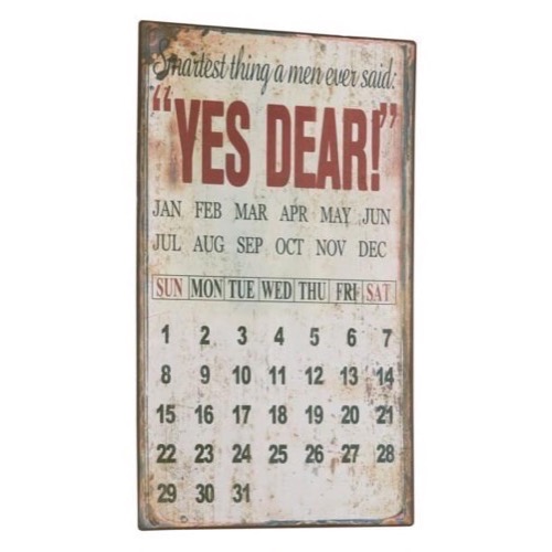 Metal skilt kalender 3 magneter 33x56cm