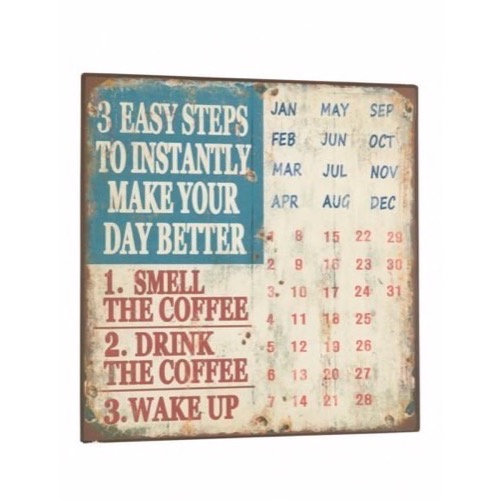 Metal skilt kalender 2 magneter 45x45cm