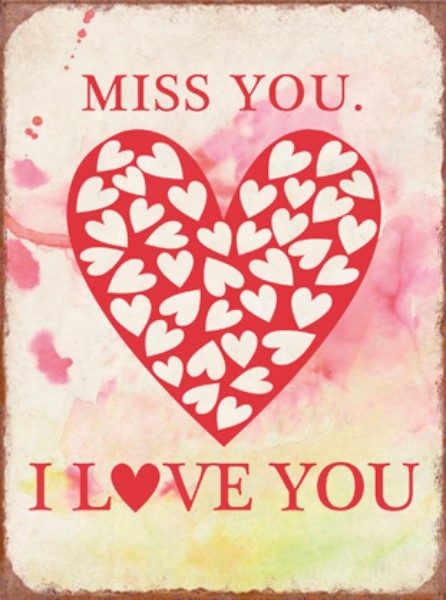 Metal skilt 26x35cm Miss You I Love You - Se flere Metal skilte