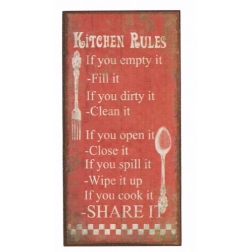 Magnet skilt 5x10cm Kitchen Rules