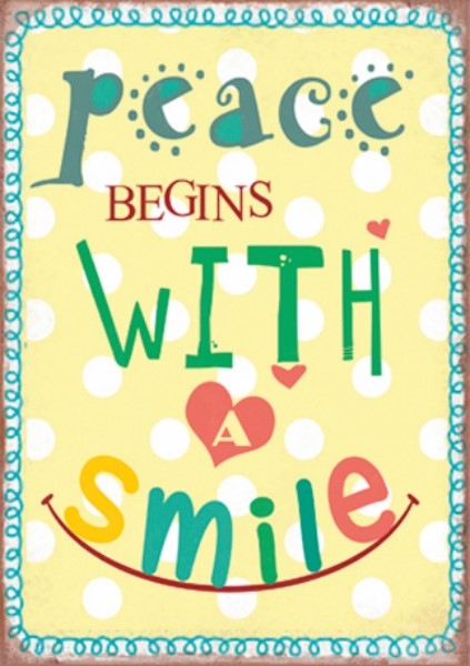 Magnet 5x7cm Peace Begins With A Smile - Se flere Magneter og Spejle