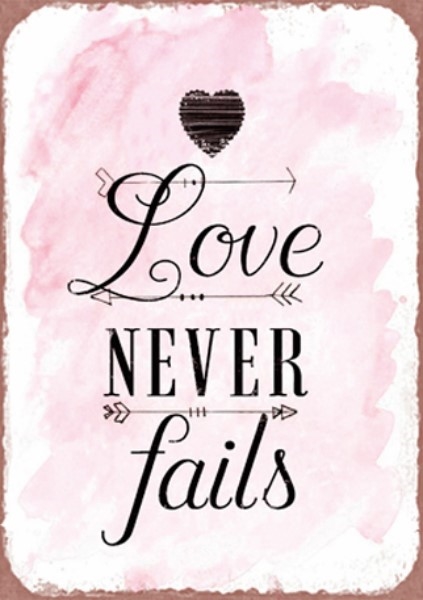 Magnet 5x7cm Love Never Fails - Se flere Magneter og Spejle