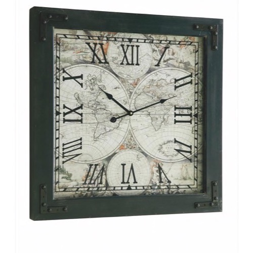 Ur 21009 Geographica antik look slidt træ 60x60x7cm - Se flere Træ ure