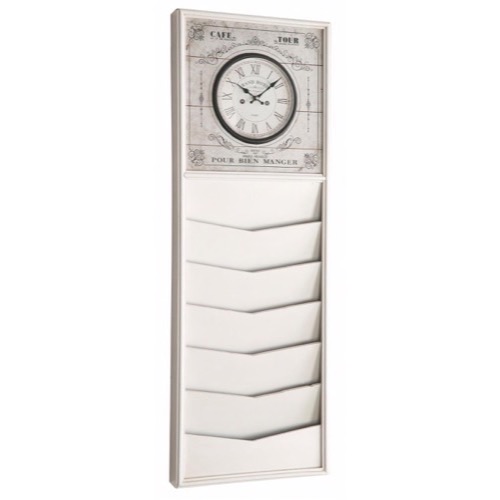 Antik look hvidt træ ur Ur 21103 Cafe Tour Blanc med magasin 35x100x5cm