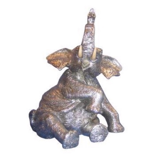 Elefant i polyresin sølv  h:20cm