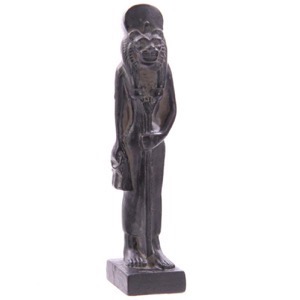 Egyptisk Sekhmet figur i sortfarvet polyresin h:13cm