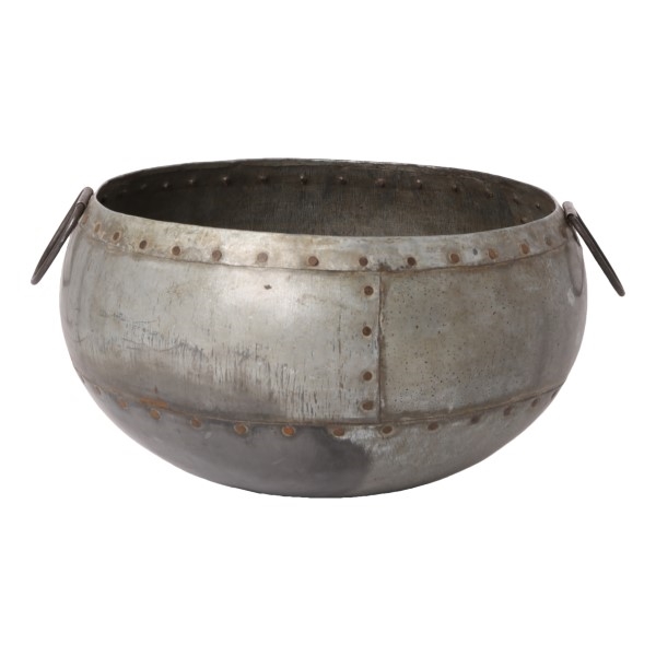 Metal skål med rustne nitter 2 ringe 35x19cm