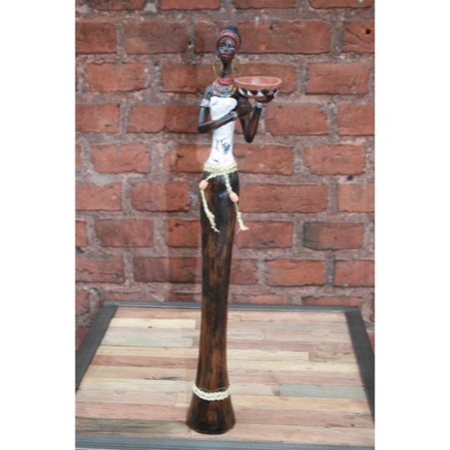 Afrikaner kvinde i polyresin h:44cm - Se flere Afrikanske figurer