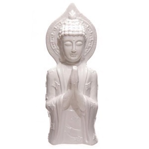 Buddha keramik hvid glaseret h:40cm - Se flere Buddha figurer og Spejle