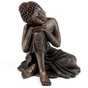 Buddha siddende træfarvet polyresin h:12cm - Se Buddha figurer og Spejle