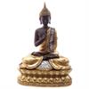 Buddha siddende guld/træfarvet polyresin h:23cm - Se flere Buddha figurer og Spejle