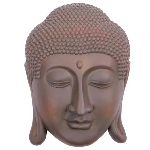Buddha polyclay vægplakette bronzeret h:35cm - Se mange Buddha figurer og Spejle