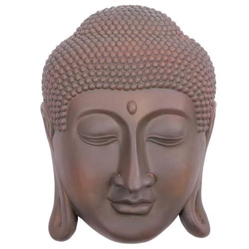 Buddha polyclay vægplakette bronzeret h:35cm - Se mange Buddha figurer og Spejle