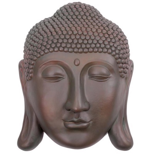 Buddha polystone vægplakette bronzeret h:45cm - Se flere Buddha figurer og Spejle