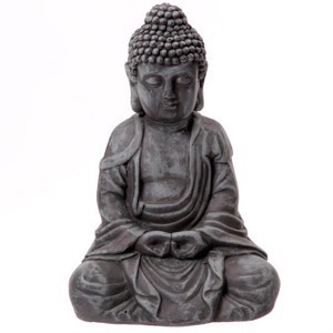 Buddha siddende stenfarvet polystone h:31cm - Se flere Buddha figurer og Spejle