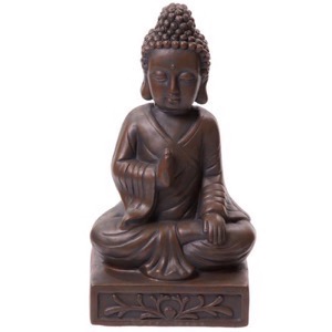Buddha siddende bronzefarvet polystone h:33cm - Se flere Buddha figurer her