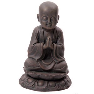 Munk siddende mediterende bronzefarvet  h:20cm - Se også Buddha figurer