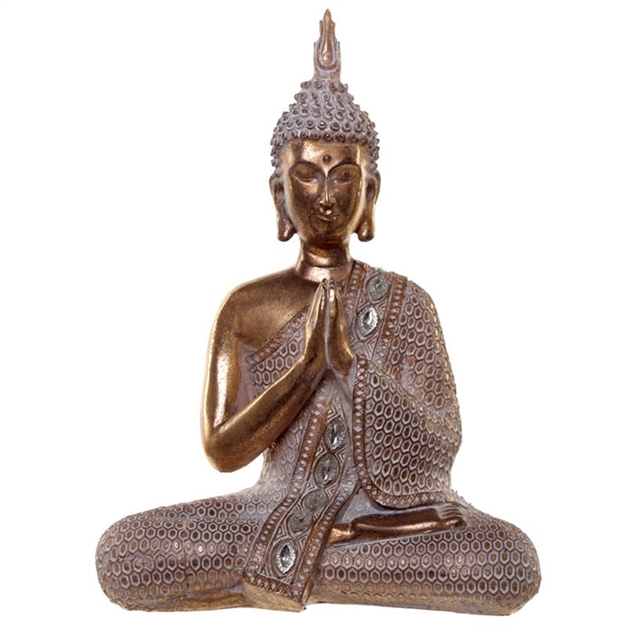 Buddha 321 siddende guldfarvet h:28cm