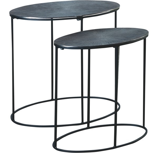 Borde 2 ovale oxideret rå aluminium