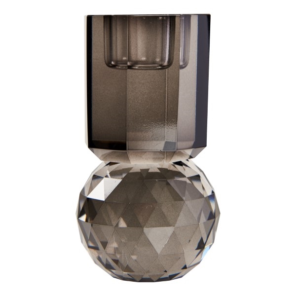 Krystal lysestage røgfarvet 11x6cm