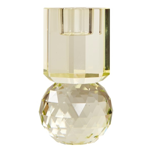 Krystal lysestage lysegrøn 11x6cm