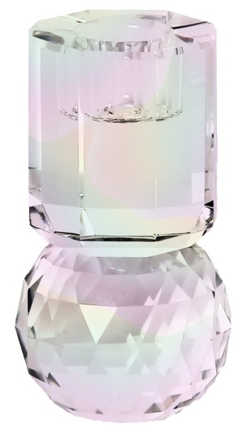 Krystal lysestage regnbuefarvet 11x6cm
