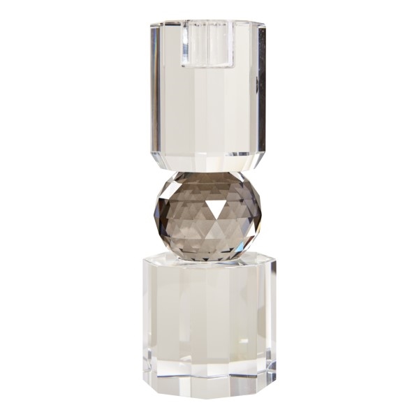 Krystal lysestage klar/røgfarvet/klar 19x7x7cm