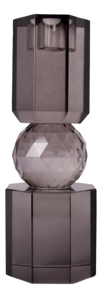 Krystal lysestage røgfarvet 19x7x7cm