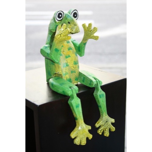 Grøn frø håndmalet træ h:22cm - Se flere Frøer