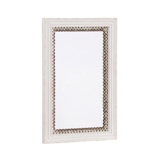 Hvidt spejl facetslebet mønstret 40x60cm - Se Hvide spejle