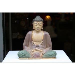 Buddha siddende jordfarvet polyresin h:30cm - Se Buddha figurer og Spejle