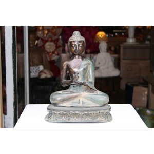 Buddha siddende metal 2-farvet h:32cm