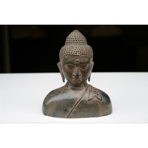 Buddha buste metal kobber legering h:14cm