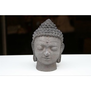 Buddha hoved sten gråsort h:15cm - Se flere Buddha figurer og Spejle