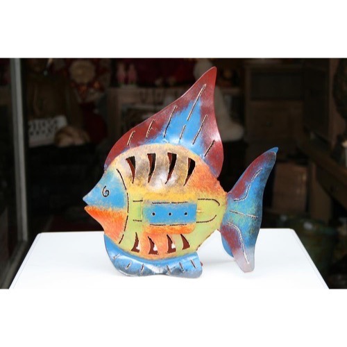 Fisk metal flerfarvet h:30cm