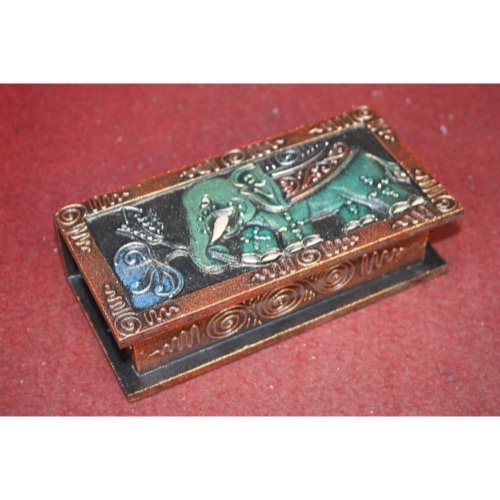 Skrin Elefant grøn/guld 18x9x5cm