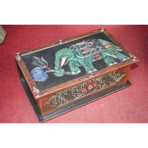 Skrin Elefant grøn/guld 30x18x11cm