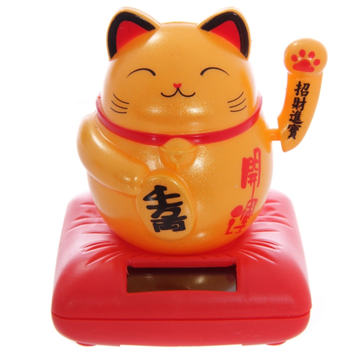 Solcelle figur Vinkende Orange Kat højde 10cm - Se flere Solcelle figurer og Spejle