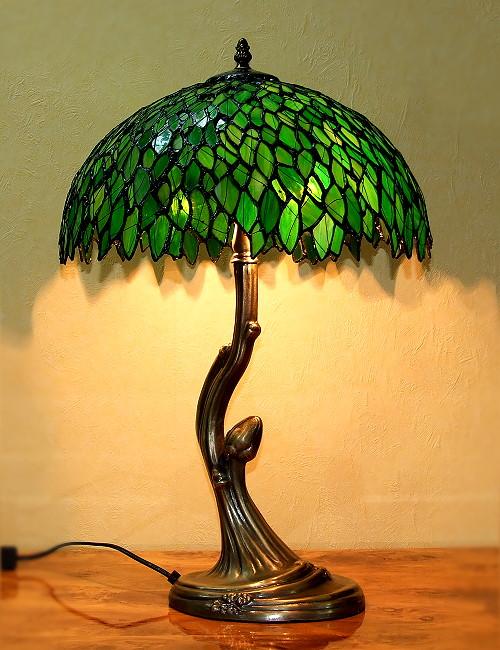 Tiffany lampe DP34 Grøn Palme h:59cm - Se Tiffany lamper
