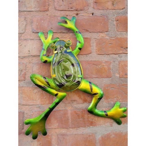 Frø i grønt metal & glas 29x35cm - Se flere dyrefigurer