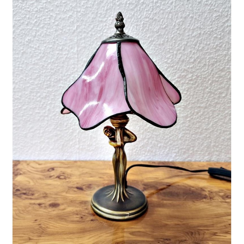 Tiffany bordlampe rosa lilla blød form